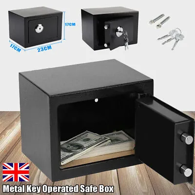 £9.99 • Buy Steel Safe Security Fireproof Home Office Money Cash Valuables Box Black W 3 Key