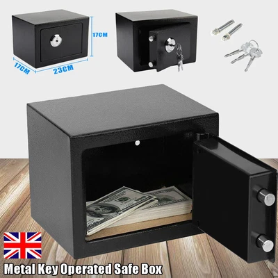 £9.99 • Buy Steel Safe Security Fireproof Home Office Money Cash Valuables Box Black W 3 Key