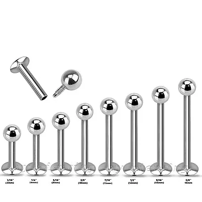 18G 16G 14G Surgical Steel Internally Threaded Cheek Labret Tragus With Ball End • $3.43