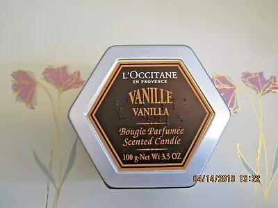 L OCCITANE VANILLA VANILLE SCENTED CANDLE 3.5oz HEXAGON TIN +COVER~~VERY RARE • $67.79