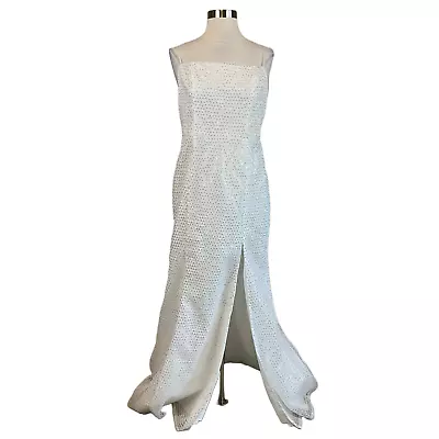 Aidan Mattox Women's Formal Dress Size 10 White Sequined Long Evening Gown • $69.99