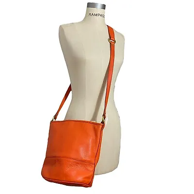 J.Crew Women's Bright Orange Crossbody Bucket Bag Shoulder Purse Handbag • $47.40