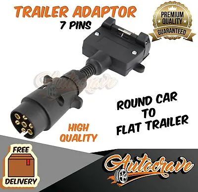 $18.95 • Buy Trailer Adapter Plug 7 PIN Round Male To Flat Female, Caravan, Boat Connector