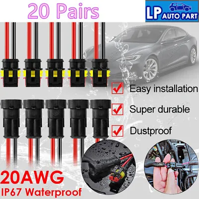 20Set 2Pin Car Electrical Wire Sealed Connector Plug Waterproof For Boat Truck • $6.44