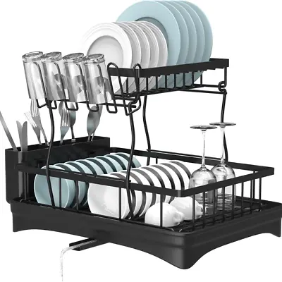 Kitchen Dish Cup Drying Rack Utensil Drainer Dryer Tray Cutlery Holder Organizer • $24.19