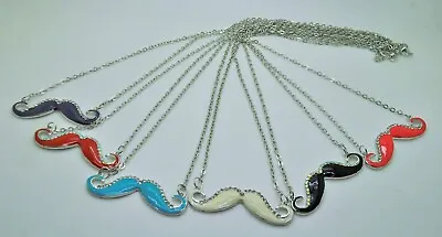 Wholesale Lot Of 6/12 Pcs  Mustache Enamel Pendant Shape Silver 24  Necklaces • $12.99