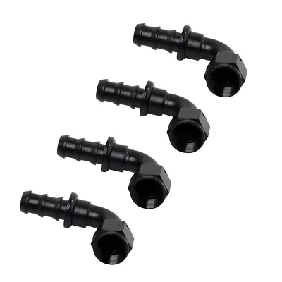 LokoCar 6AN 90 Degree Push Lock Hose Fitting End Fits 3/8  Rubber Fuel Line 4Pcs • $20.99