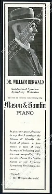 1923 Dr William Berwald Photo Mason & Hamlin Piano Vintage Trade Print Ad • $9.99
