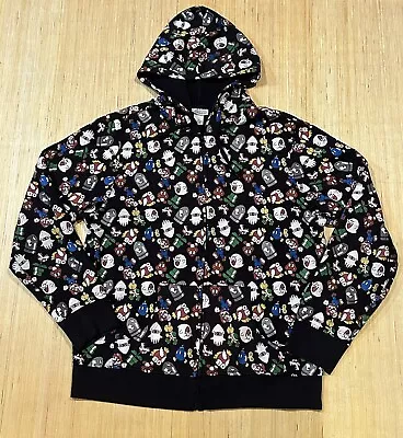 Nintendo Super Mario Full Zip Hoodie (All Over Print) 2011 Black Size 2XLarge • $30