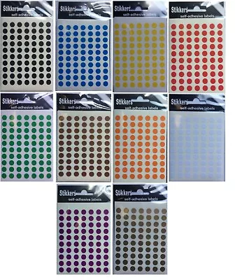 1050 Self Adhesive Round 8mm Sticky Coloured Dots Labels Stickers Circles Spots • £1.99