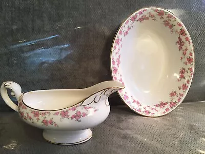 Vtg MYOTT  Brides Bouquet  Pink Rose GRAVY BOAT & OVAL SERVING BOWL/DISH England • $39.99