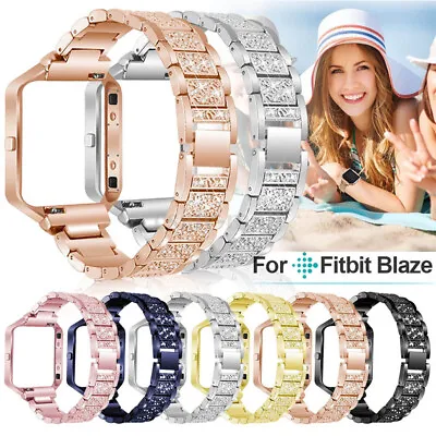 $21.99 • Buy Rhinestone Blink Bracelet Band Strap Stainless Steel With Frame For Fitbit Blaze