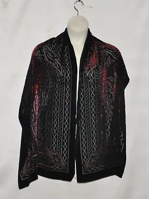 Bob Mackie Wearable Art  Burnout Velvet Oblong Scarf --Black/Red • $18.19