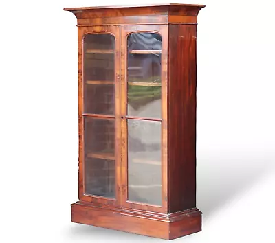 Victorian Mahogany Glazed Antique Bookcase Display Cabinet • £225