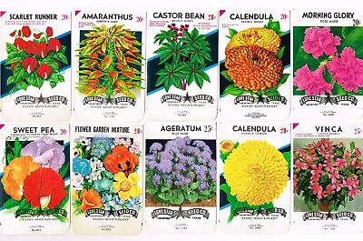 10 Diff Vintage Seed Packet Lot Nos C1950s Flowers Garden Texas General Store #1 • £8.50