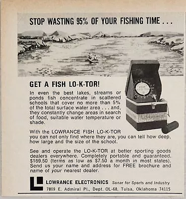 1968 Magazine Print Ad Lowrance Electronics Fish LO-K-TOR TulsaOklahoma • $11.98