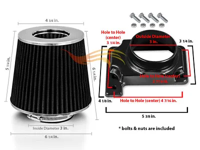 Mass Air Flow Sensor Intake Adapter + BLACK Filter For 96-05 Eclipse Spyder • $17.99