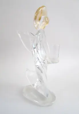Mid Century Murano Glass Italy Clear Gold Dust Halo Angel Candle Holder 8.5  • $199