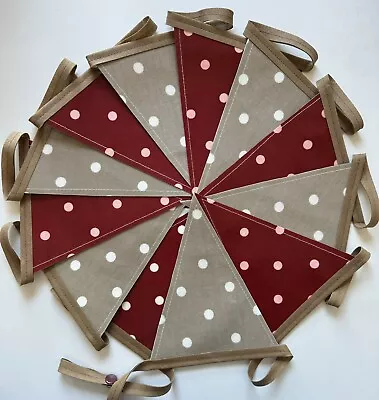 Handmade Oilcloth Bunting - Garden/Home - Dotty - 3 Meters Double Sided • £23.50