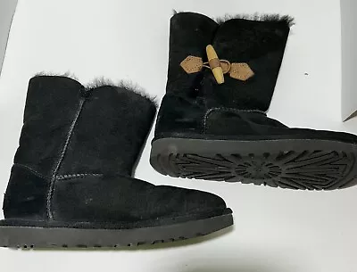 UGG Keely Sheepskin Short Boots Shearling Lined Women 7US Black Shoes • $29.99