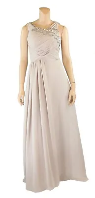 Unbranded Gray Taupe Chiffon Rhinestone Prom Party Formal Dress Sz 3/4 • $49.97