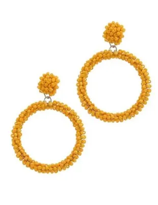 Yellow/Mustard Round Beaded Drop Earring • $16.19