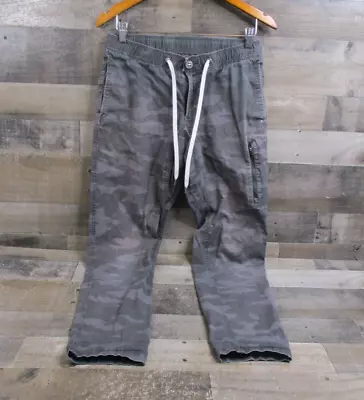 Vuori Joggers Mens Medium Gray Camo Ripstop Climber Pants Cargo Drawstring FLAW • $33.50