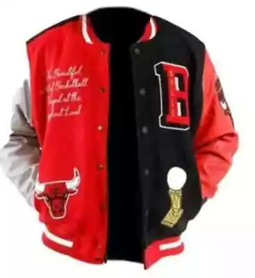 Chicago Bulls Varsity Jacket Limited Edition Leather Sleeves Letterman Jacket • $89.99