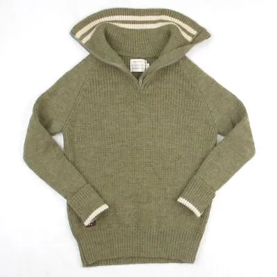 DEVOLD VARDE WOMAN ZIP NECK FOGG Greeb Zip Roll Neck Jumper 100% Wool Sweater S • $62.93