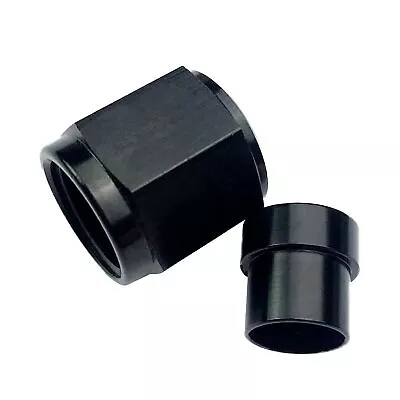 4 AN Female To 1/4   Tube Nut & Sleeve 37 Degree Aluminum Black Hardline AN 4 • $7.59