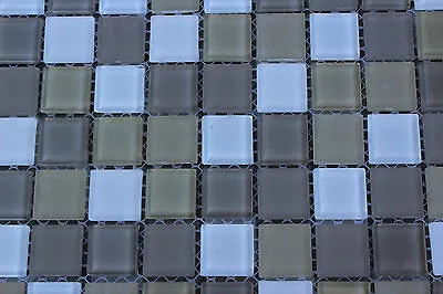 10 SHEET Brown White Mosaic Tile Mesh Stone Glass Bathroom Kitchen Backplash • $69.99