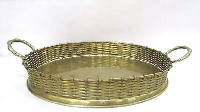 Vintage MCM Brass Faux Bamboo Oval Gallery Tray • $30