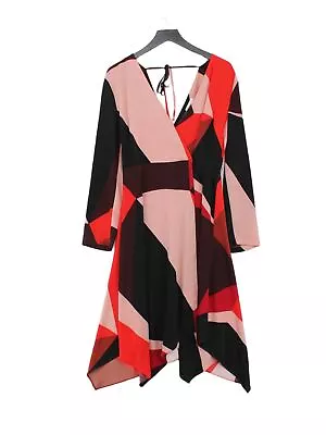 Warehouse Women's Midi Dress UK 14 Red 100% Polyester A-Line • £8