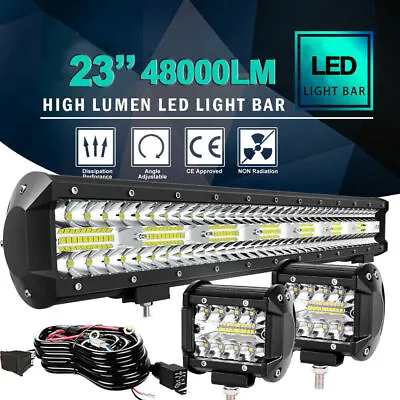 23inch LED Light Bar+4  Pods Spot Flood Combo Offroad Driving Truck 4WD+Wire 24  • $65.98