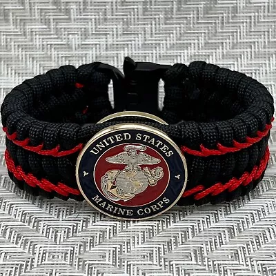 USMC Bracelet; Red Stitched Black Trilobite • $48