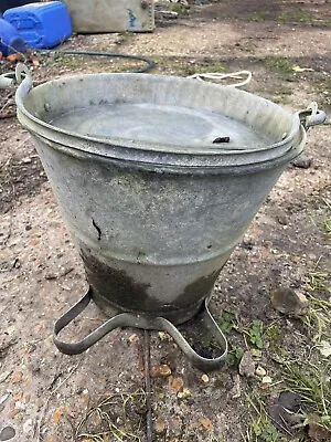 Vintage / Antique Galvanised Chicken Water Feeder - Feed Bucket • £50