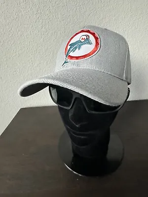 MIAMI DOLPHINS Retro 1966 Throwback Classic Logo Gray Denim Adjustable Cap Hat • $22