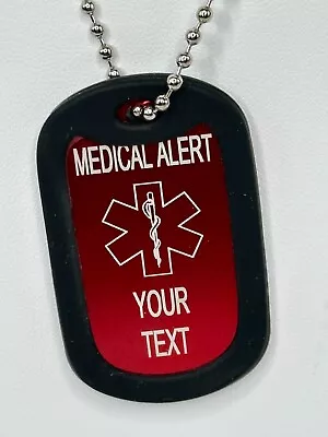 Personalized Aluminum Medical Alert Dog Tag Necklace With Silencer And Chain • $7.99