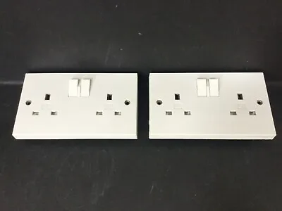 PAIR Vintage 1980s MK 13 Amp 240 V Double Switched Sockets Off White / Ivory • £26.99