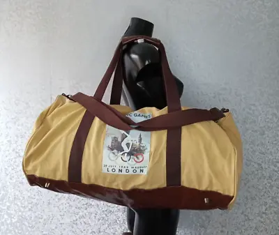 Olympic Games London 1948 Yellow Brown Canvas Large Shoulder Travel Weekend Bag • £22