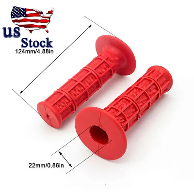 CNC Red Handle Bar Hand Grip 7/8 (22mm) Motorcycle Throttle ATV Dirt Bike Rubber • $5.99