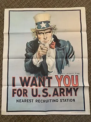 I Want You For U.S. Army Uncle Sam Poster 1975 Montgomery Flagg • $12