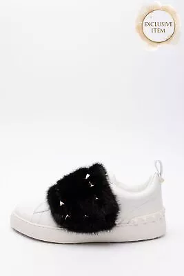 RRP€970 VALENTINO GARAVANI Leather & Mink Fur Sneakers US11 EU41 UK8 Rockstuds • £1.60