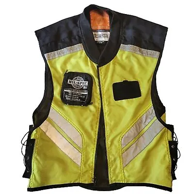 ICON Mens Bright Yellow Motorcycle Reflective Vest Regular Size • $45