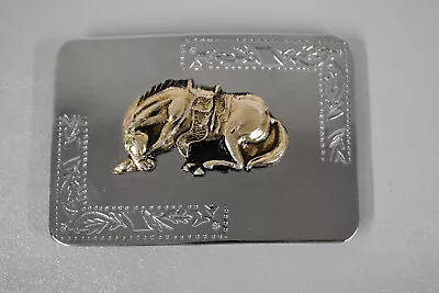 Vintage Cowboy Saddle Bronc Western Silver Gold Color Belt Buckle • $6