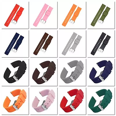 Watch Strap Silicone Band Rubber 16mm 18mm 20mm 22mm 24mm Sport Quick Release UK • £4.99