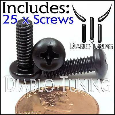 #8-32 X 1/2  - Qty 25 -  Phillips Pan Head Machine Screws - Steel Black Oxide • $6.68