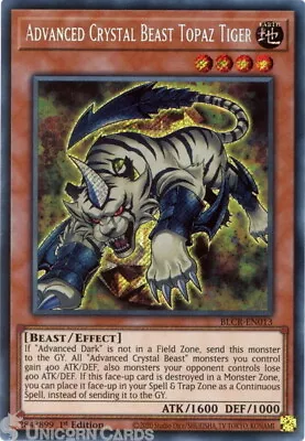 BLCR-EN013 Advanced Crystal Beast Topaz Tiger :: Secret Rare 1st Edition Mint Yu • £0.99