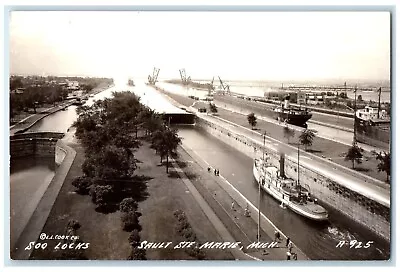 C1940's Soo Locks Steamer Sault Ste Marie Michigan MI RPPC Photo Postcard • $29.95