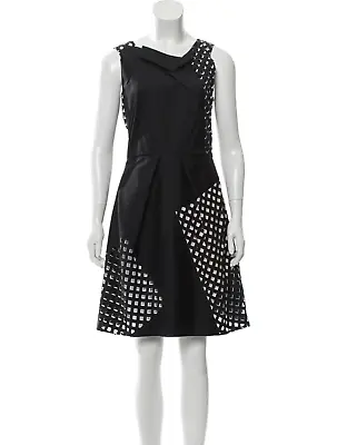 $393.32 • Buy Roland Mouret RUNAWAY Black & White Lasercut Dress UK 8 US 4 IT 40 FR 36